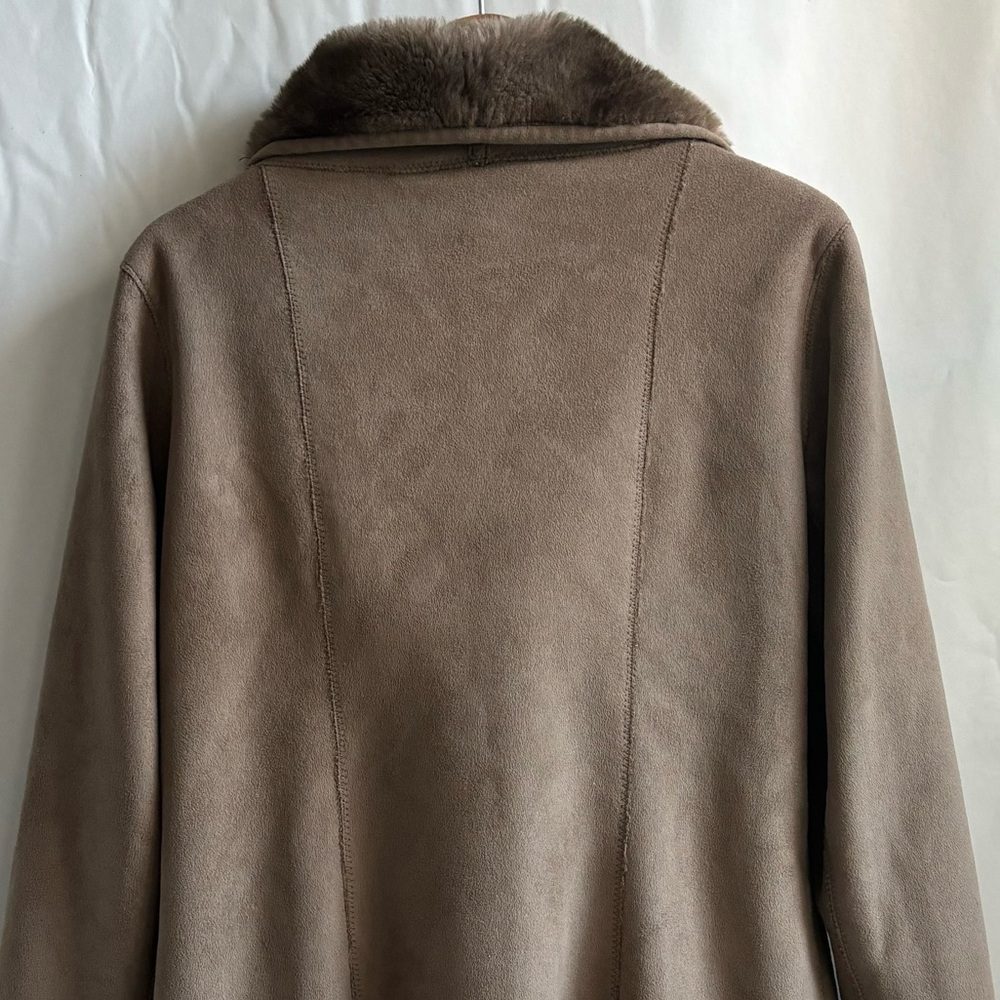 Pinko Faux Fur Suede Coat Cream Size Medium - Picture 15 of 17